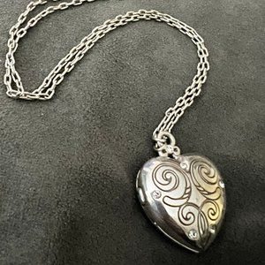 Brighton Silver "Always In My Heart" Locket Pendant Reversible Necklace NWOT